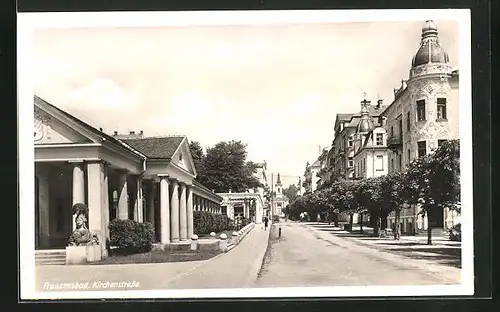 AK Franzensbad, Kirchenstrasse im Sonnenschein