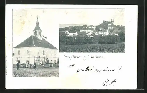 AK Dejsina, Kirche, Ortspartie