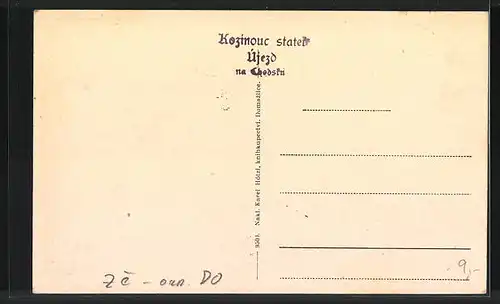 AK Ujezd, Pomnik Jana Koziny, Statek Kozinuv