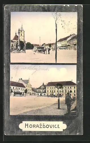 AK Horazdovice, Marktplatz mit Handlung Zlateho Jelena