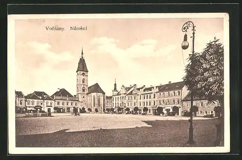 AK Vodnany, Namesti, Hauptplatz mit Kirche