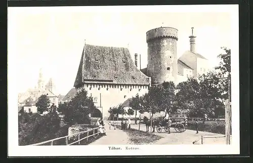 AK Tabor, Kotnov, Brauereiwagen, Burgturm