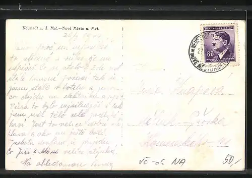 AK Neustadt a. d. Met, Hauptplatz mit Kirche