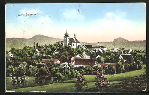 AK Lazne Zeleznice, Teilansicht mit Kirche