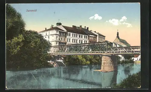 AK Josefstadt / Josefov / Jaromer, Teilansicht mit Flussbrücke