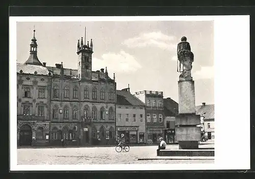 AK Horice v Podkrkonosi, Gotická radnice a pomnik Karla Havlicka Borovského