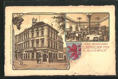 Lithographie Mönchengladbach, Hotel-Restaurant Elberfelder Hof