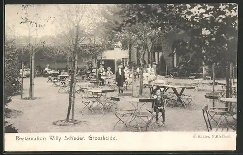AK Mönchengladbach-Grossheide, Restaurant Willy Scheuer mit Garten