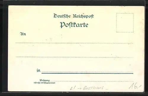 Lithographie Kiel, Gasthaus Bellevue, Ausblick auf die Förde