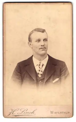 Fotografie Hermann Linck, Winterthur, Portrait junger Herr im Anzug mit Krawatte