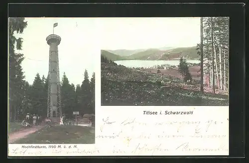 AK Titisee / Schwarzwald, Hochfirstturm, Ansicht vom Titisee