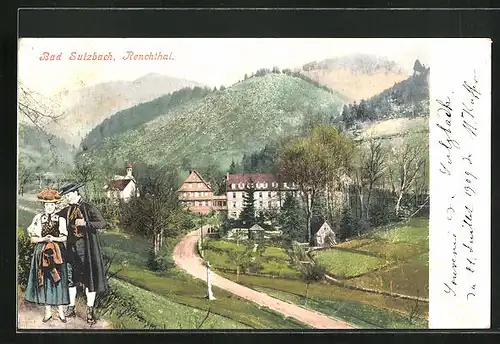 AK Bad Sulzbach / Renchtal, Totalansicht vom Ort mit Gebirge