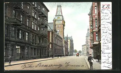 AK Hamburg-Altona, Poststrasse mit Barbier