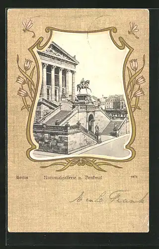 AK Berlin, Nationalgallerie u. Denkmal