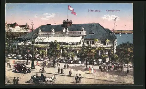 AK Hamburg-Neustadt, Restaurant Alsterpavillon mit Gästen