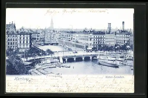 AK Hamburg, Alster-Arcaden mit Booten