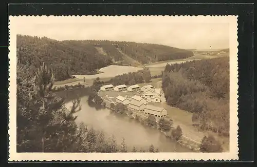 AK Tyn nad Vltavou, Ortsansicht aus der Vogelschau