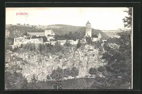 AK Zvikov, Panorama mit Burgruine
