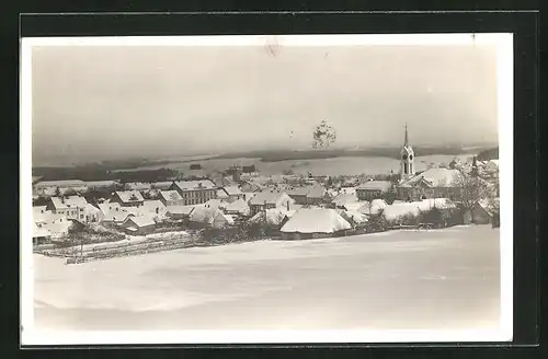 AK Milevsko, Ortsansicht im Winterkleid