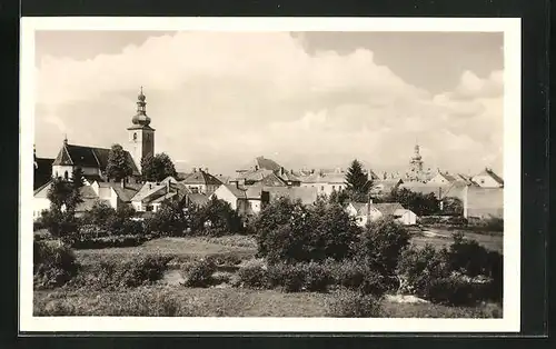 AK Kaplice, Ortspartie mit Kirchtürmen