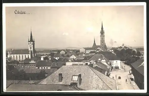 AK Tschaslau / Caslav, Häuser und Kirchen der Innenstadt