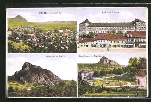 AK Bilin / Bilina, Schloss, Borschen, Sauerbrunn