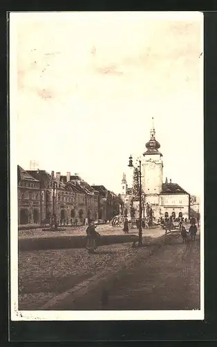 AK Zatec, Marktplatz mit Rathaus