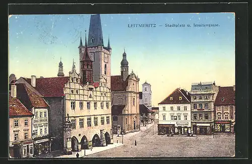 AK Leitmeritz / Litomerice, Stadtplatz und Jesuitengasse
