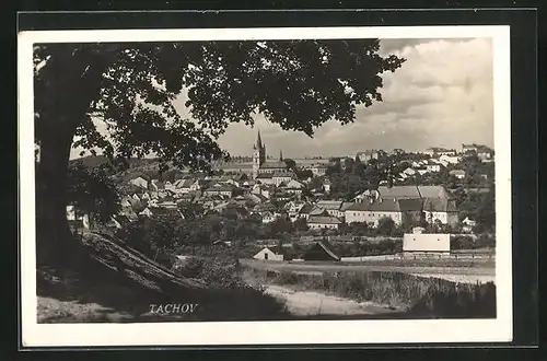 AK Tachov, Teilansicht mit Kirchen