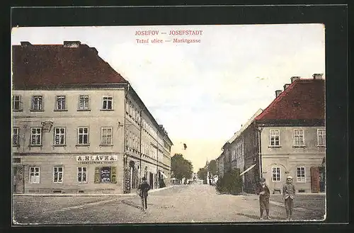 AK Josefstadt / Josefov / Jaromer, Trzni ulice, Marktgasse