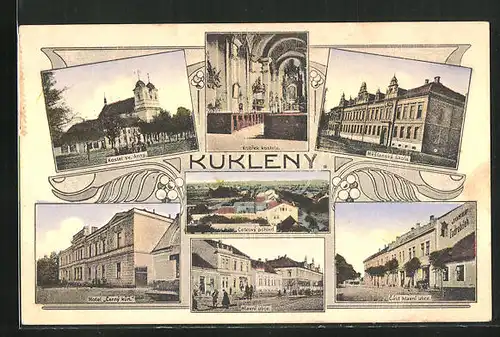 AK Kukleny, Hotel Cerny kun, Hlavni ulice, Kostel sv. Anny