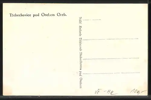 AK Trebechovice pod Orebem Oreb, Ortspartie mit Kirche und Bäumen
