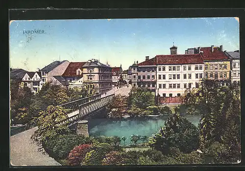 AK Josefstadt / Josefov / Jaromer, Ortspartie mit Brücke