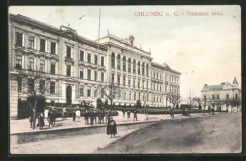 AK Chlumec n. C., Nádrazni ulice, Bahnhofstrasse