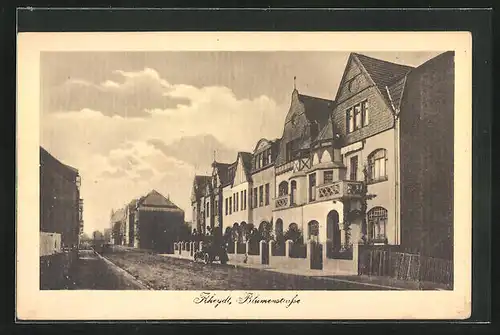 AK Rheydt, Blumenstrasse mit Stadtvillen