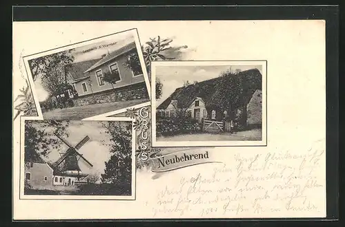 AK Neuberend, Gasthaus A. Wamser, Windmühle