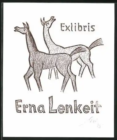 Exlibris Erna Lenkeit, Lamas