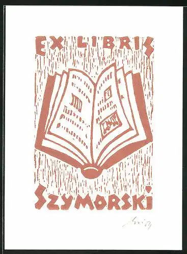 Exlibris Szymorski, offenes Buch