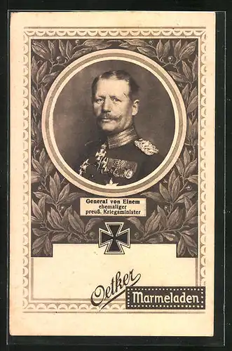 AK General von Einem, Reklame für Oetker Marmeladen