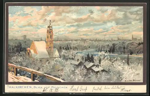 Künstler-AK Zeno Diemer: München-Thalkirchen, Panorama im Winter