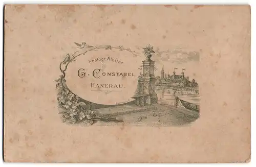 Fotografie G. Constabel, Hanerau, Ansicht Hanerau, Bootsanleger mit Schloss im Hintergrund