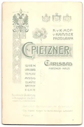 Fotografie C. Pietzner, Wien, Portrait bürgerliches Paar in hübscher Kleidung