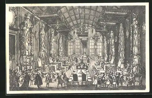 Künstler-AK Alt-Frankfurt, Krönungsfeier im Römersaal 1745