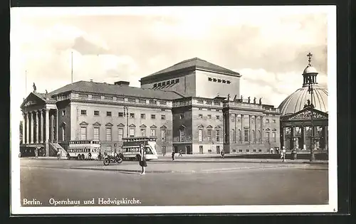 AK Berlin, Opernhaus und Hedwigskirche