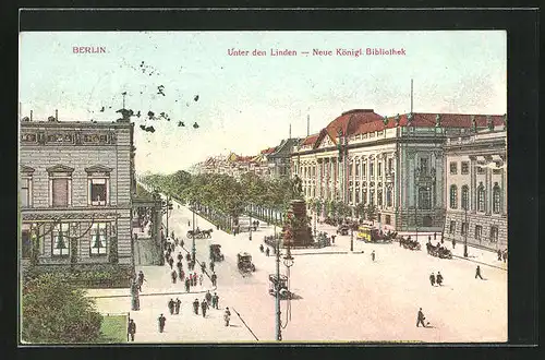 AK Berlin, Unter den Linden mit neuer kgl. Bibliothek