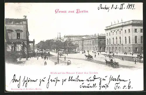 AK Berlin, Blick auf die Strasse Unter den Linden