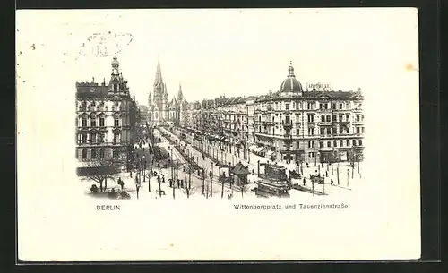 AK Berlin-Charlottenburg, Wittenbergplatz mit Tauenzienstrasse, Strassenbahn