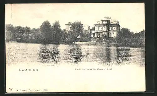 AK Hamburg-Uhlenhorst, Partie an der Alster mit Gebäudeansicht