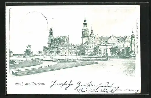 AK Dresden, Hofkirche und Königliches Schloss