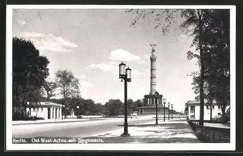 AK Berlin-Tiergarten, Ost-West-Achse mit Siegessäule